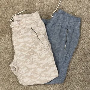 Two pair athleta linen Cabo joggers.